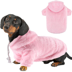 Baobicute fuzzy dog hoodie front view shows cozy warmth for winter walks.