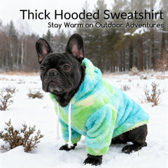 BAOBICUTE fuzzy dog hoodie stretch fabric close-up demonstrates flexible fit for active dogs.