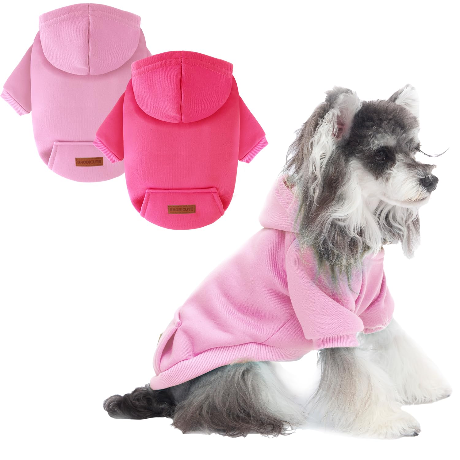 Baobicute pack de dos sudaderas con capucha para perro, ideal para combinar looks