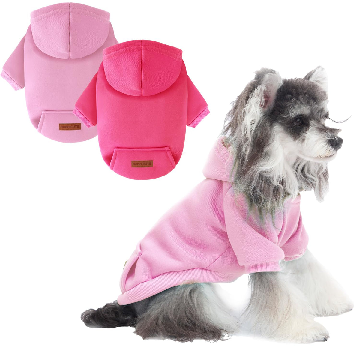 Baobicute pack de dos sudaderas con capucha para perro, ideal para combinar looks