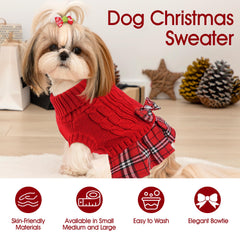 BAOBICUTE dog sweater bowtie detail adds chic appeal for outings.