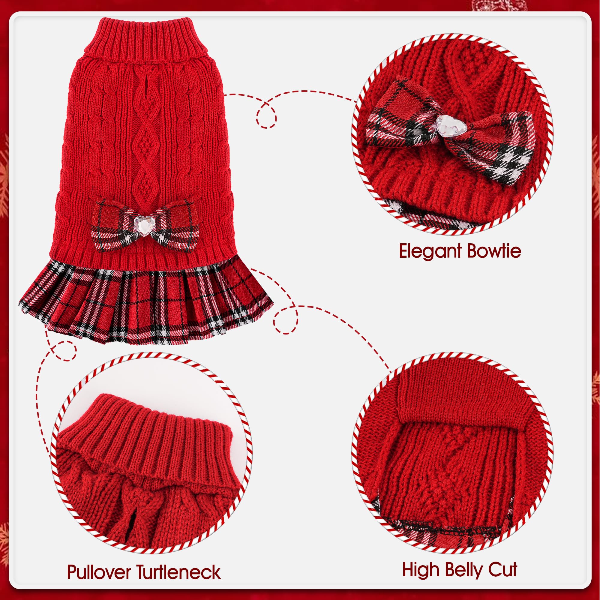 BAOBICUTE dog sweater plaid hem with ribbing blocks wind.