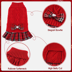 BAOBICUTE dog sweater plaid hem with ribbing blocks wind.