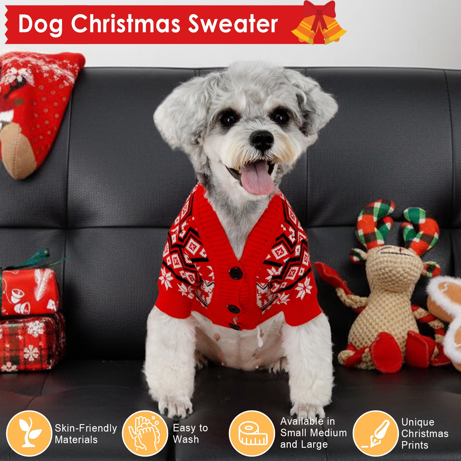BAOBICUTE stretchy fabric dog sweater enables easy on off and unrestricted movement