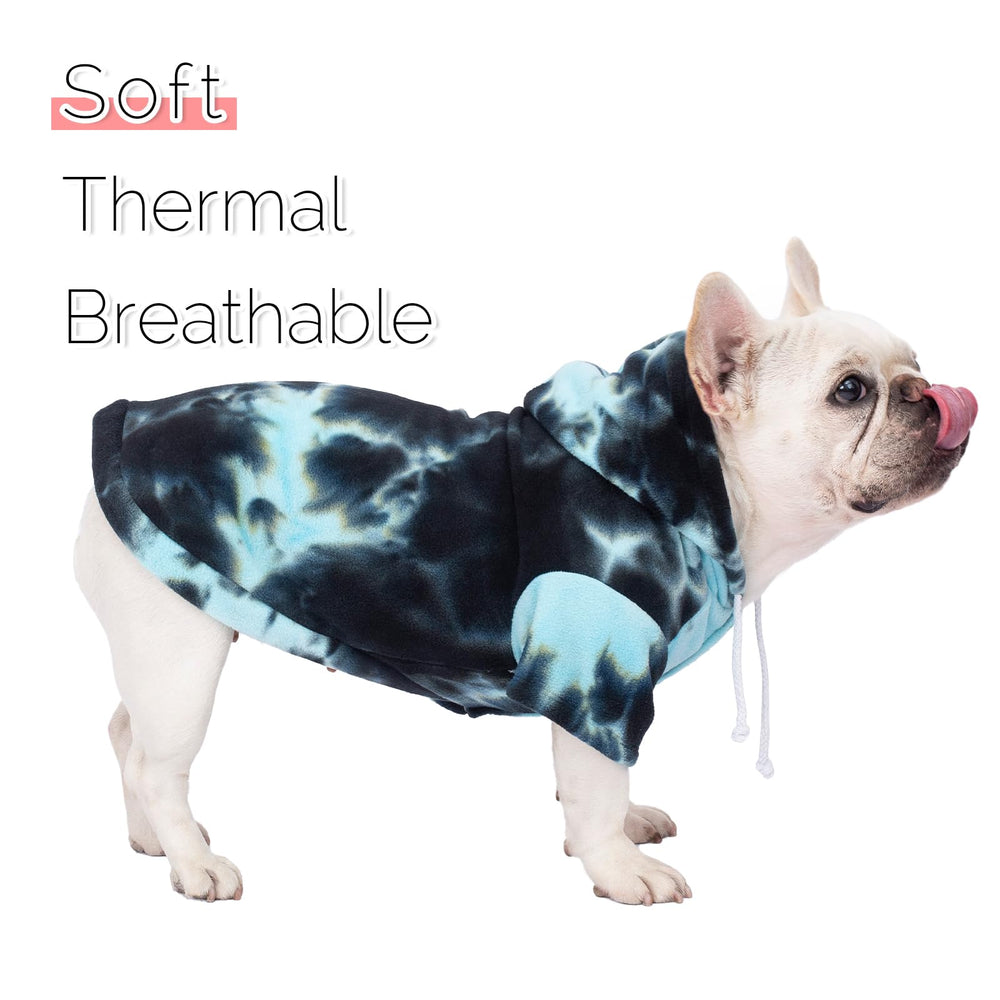 Baobicute sudadera para perro Tie Dye azul espalda, diseño único.