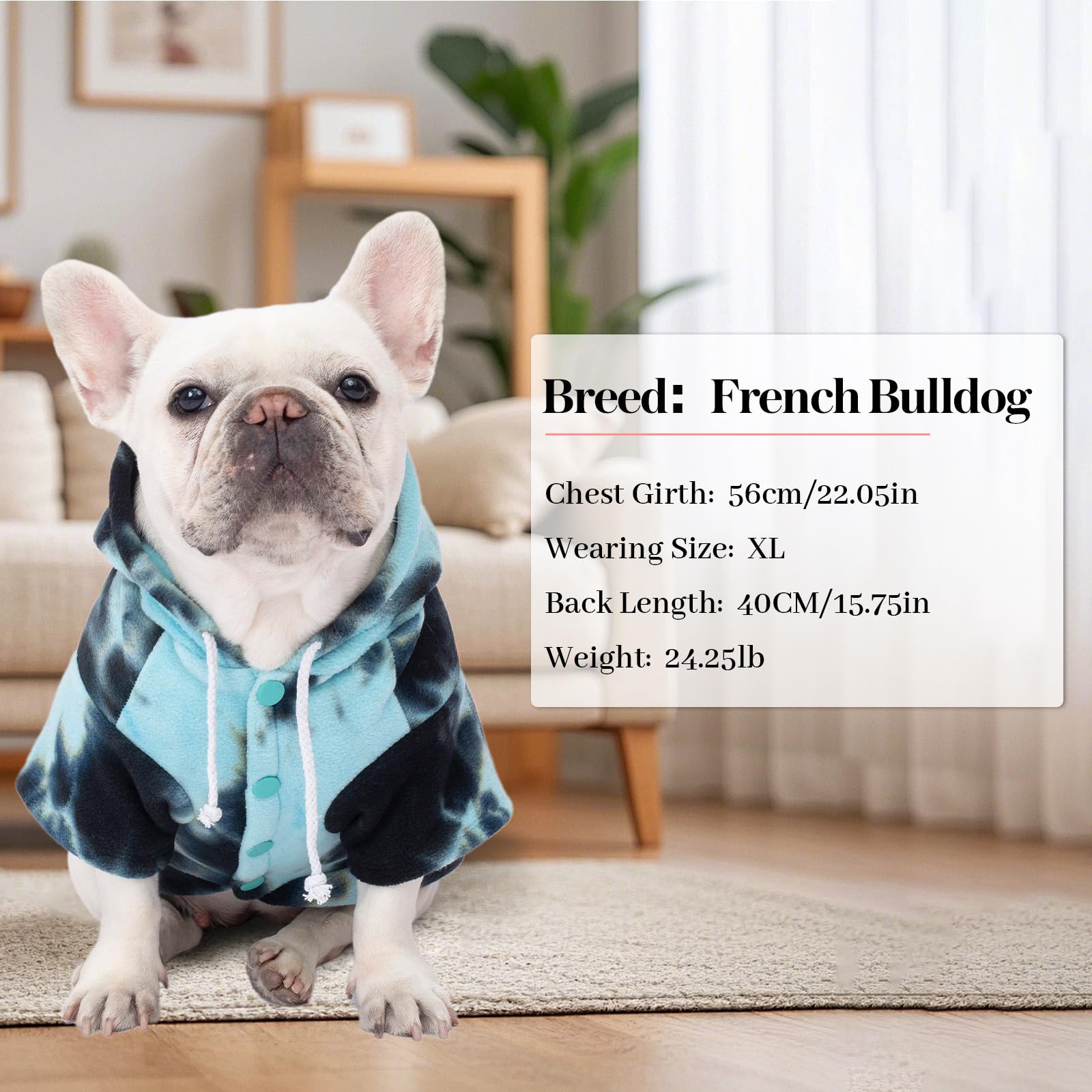 Baobicute tejido denso en sudadera de perro Tie Dye para durabilidad.