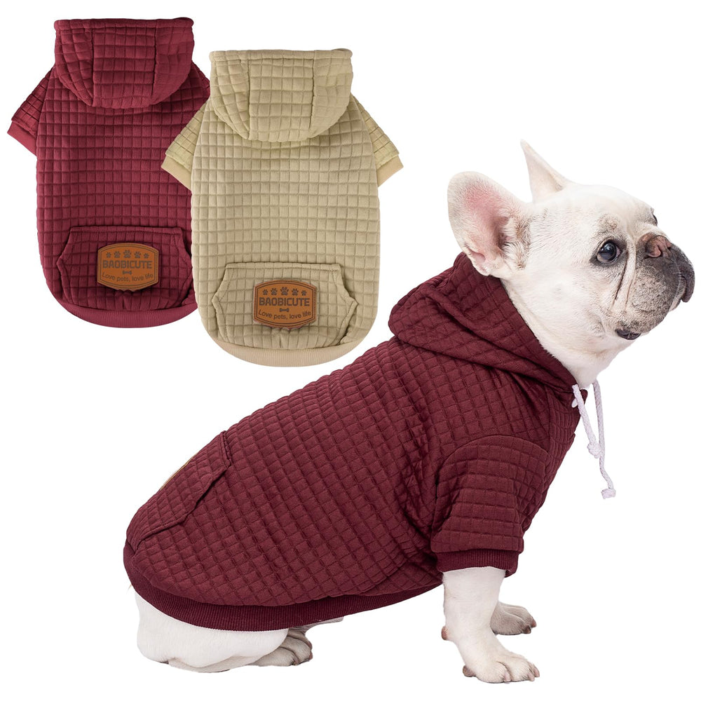 Baobicute two-pack dog hoodie back view: warm, cozy coverage for chilly walks.