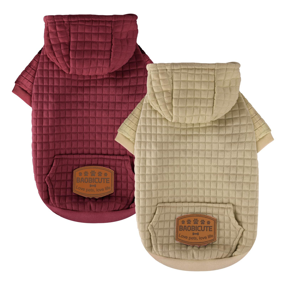 BAOBICUTE two-pack dog hoodie back view highlights warm, flexible fit for small and medium dogs.