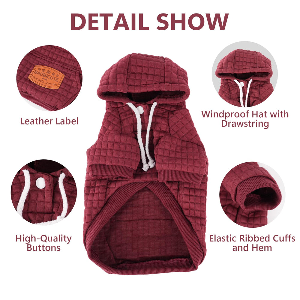 BAOBICUTE hooded dog sweatshirt drawstring allows precise one-size adjustment for comfort.