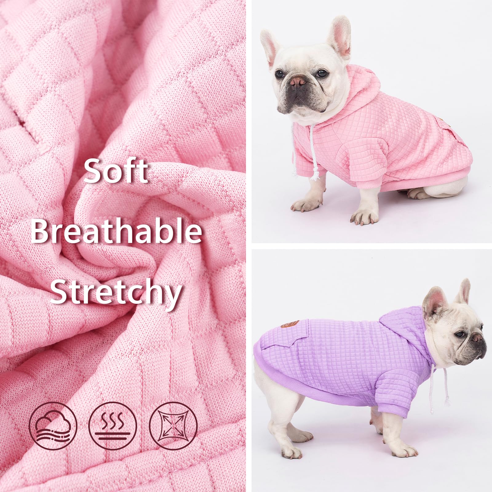 BAOBICUTE waffle-texture dog hoodie close-up with stylish 3D-cut design