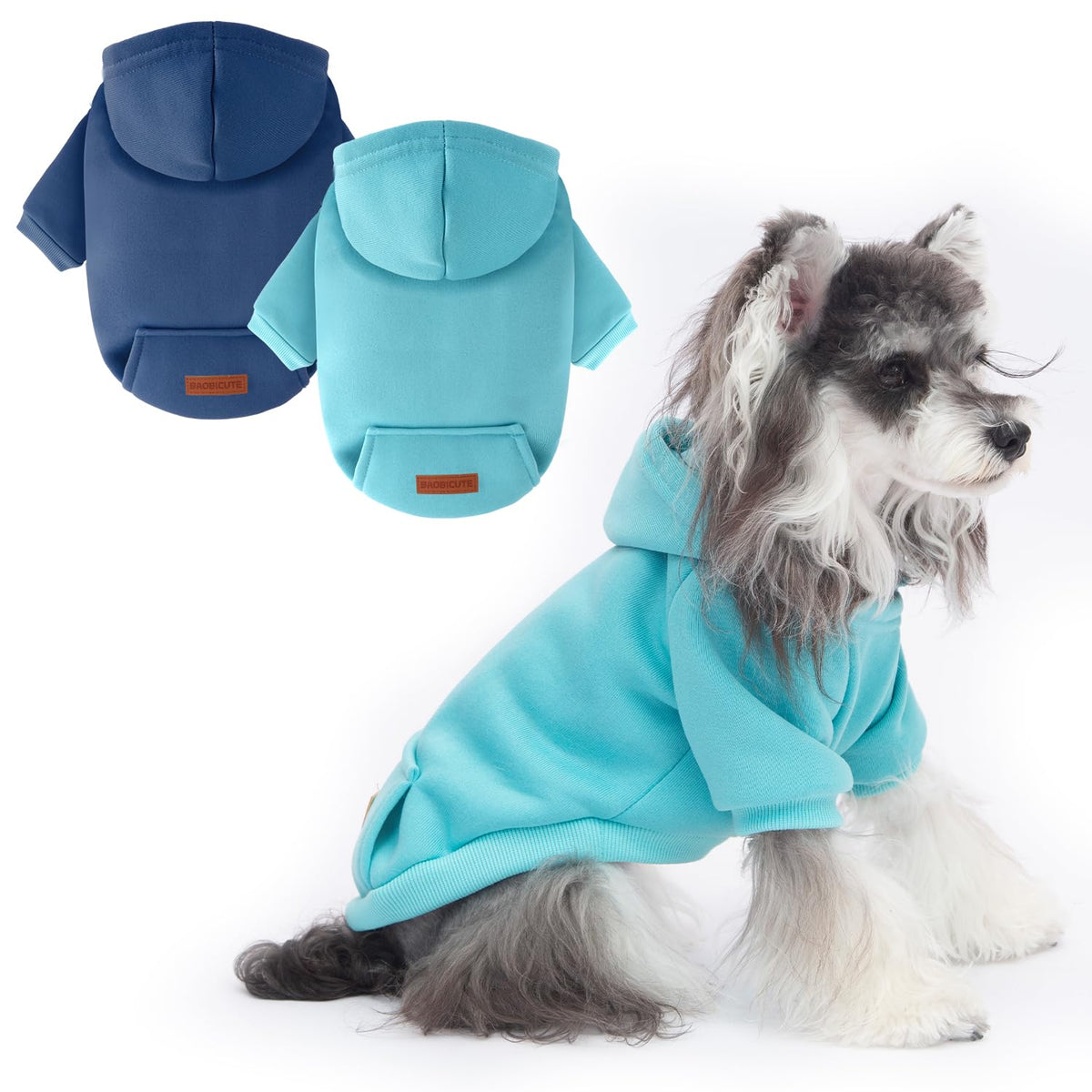 Baobicute two-pack dog hoodies front view offering cozy warmth for small dogs.