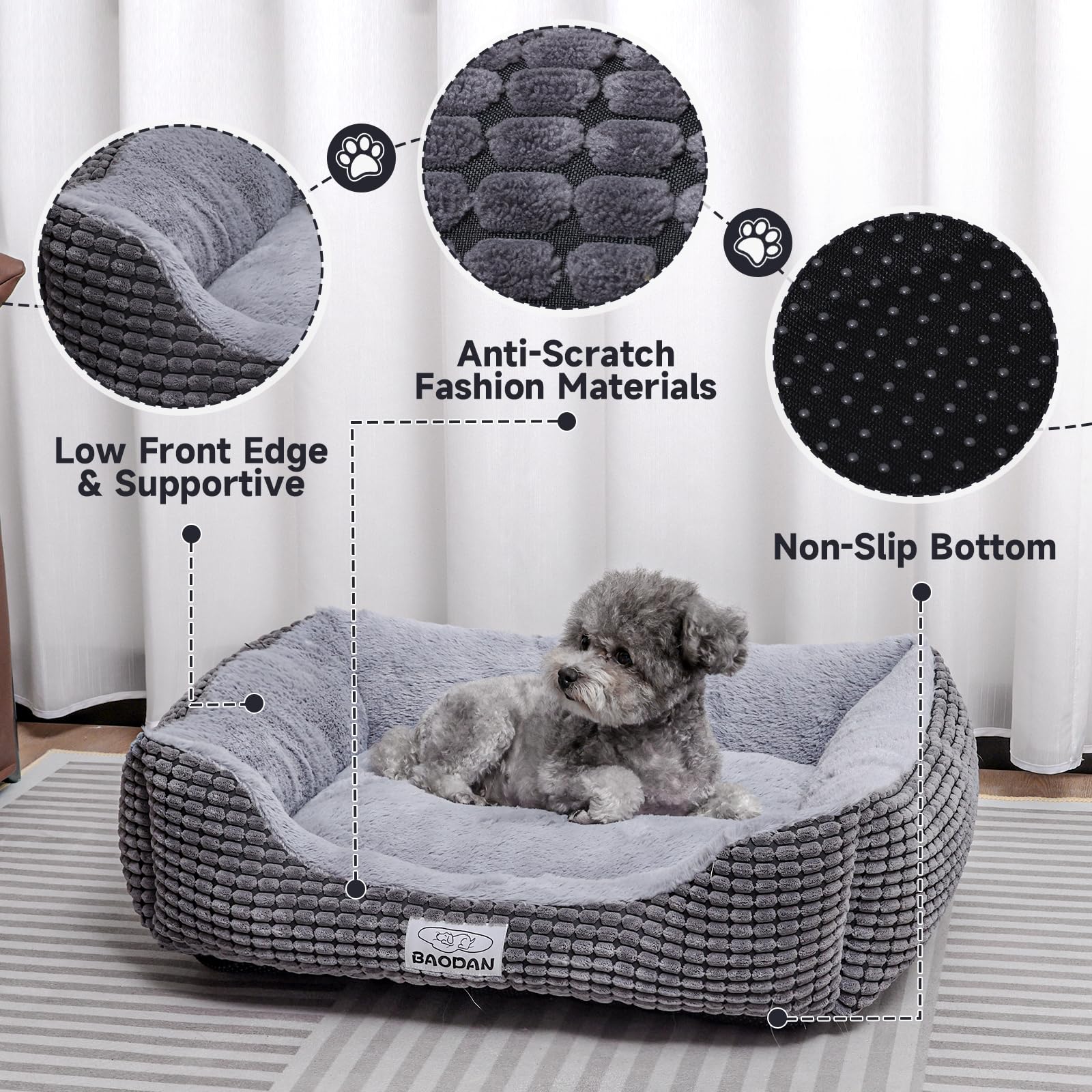 Baodan dog bed machine-washable design makes cleaning simple.