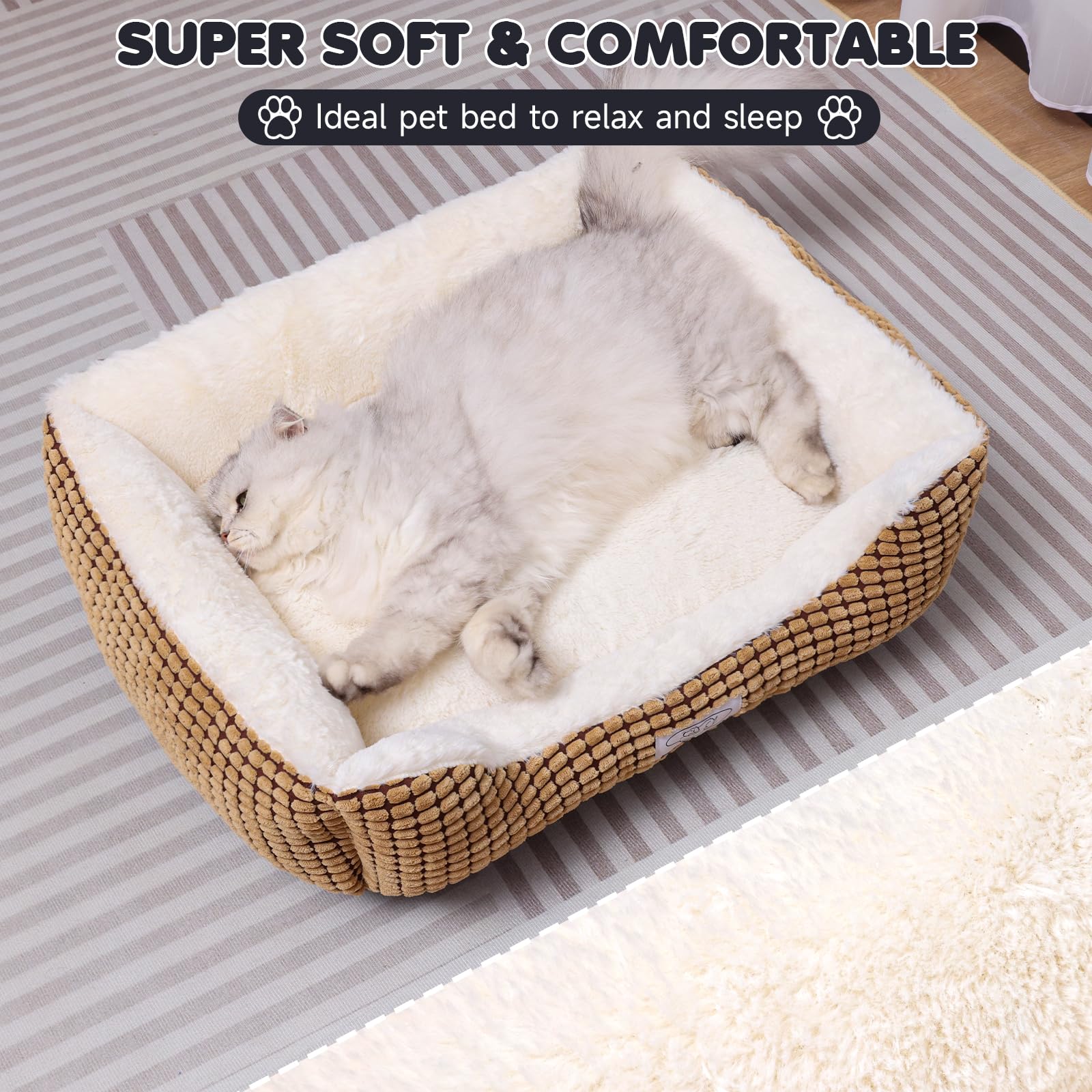 Baodan dog bed soft plush surface promotes calming, restful sleep
