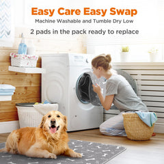 Baodan machine-washable dog pad care demonstrates easy cleaning