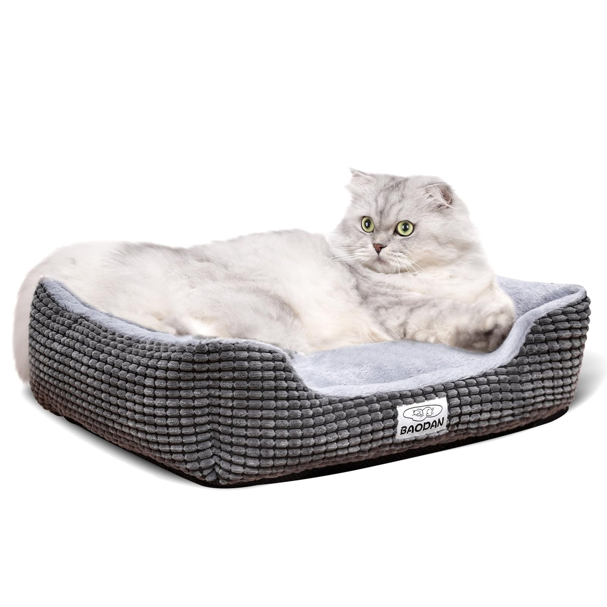 Baodan small dog cat bed soft surface for cozy naps and comforting warmth.