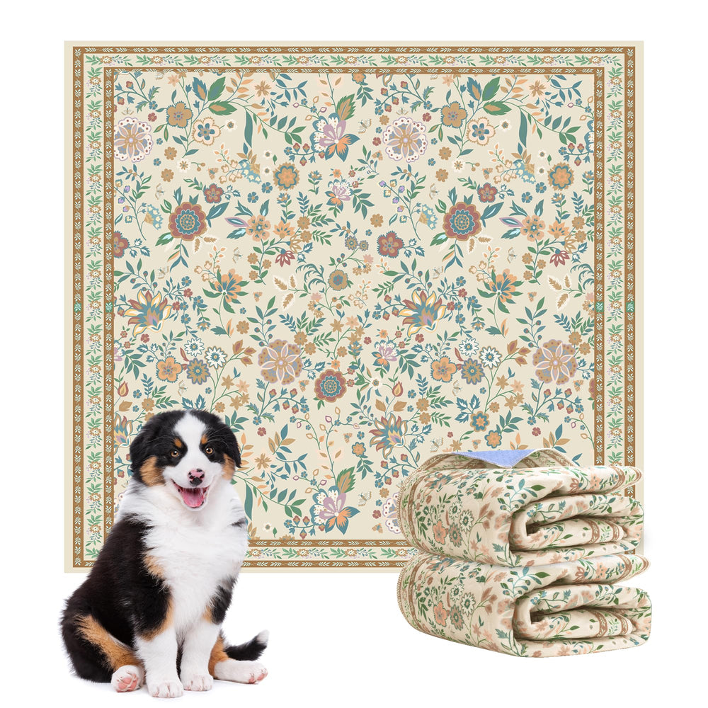 Baodan washable puppy pad flowers front view showing garden print for stylish potty training