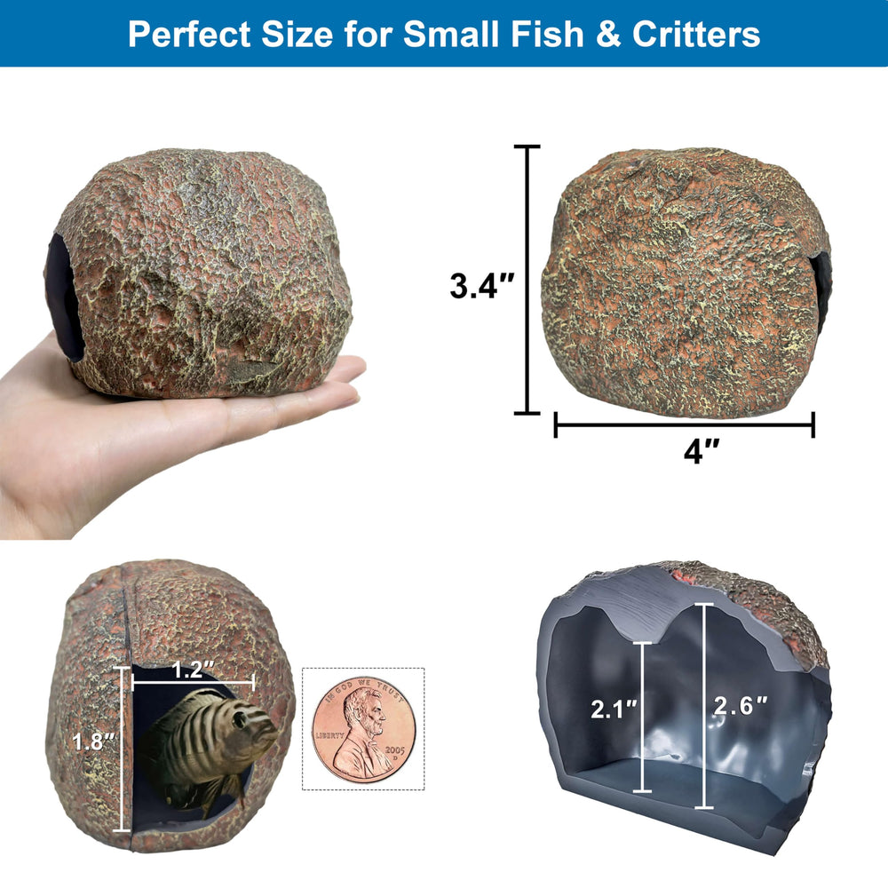 BaoZqua aquarium cave with multi-mount options demonstrates top, middle, bottom placement flexibility