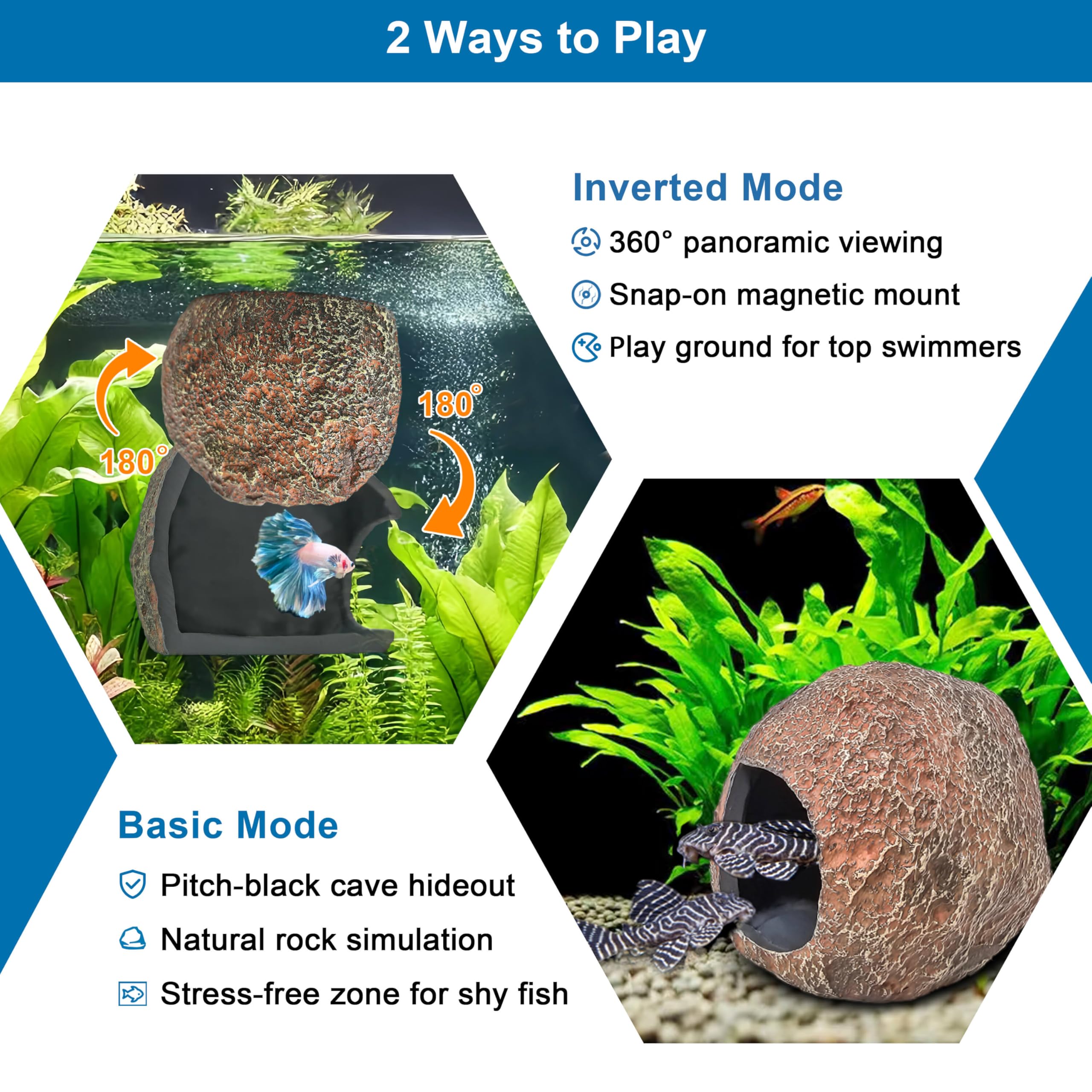 BaoZqua resin cave texture with stone-like finish blends with tank decor