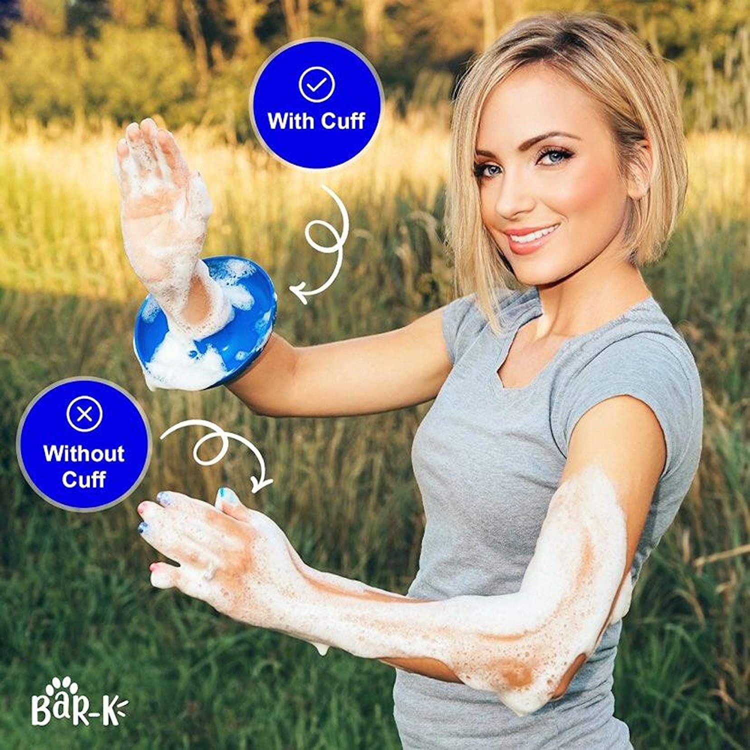 BaR-K Drip Catcher Cuffs keep you dry during busy bath time routines.