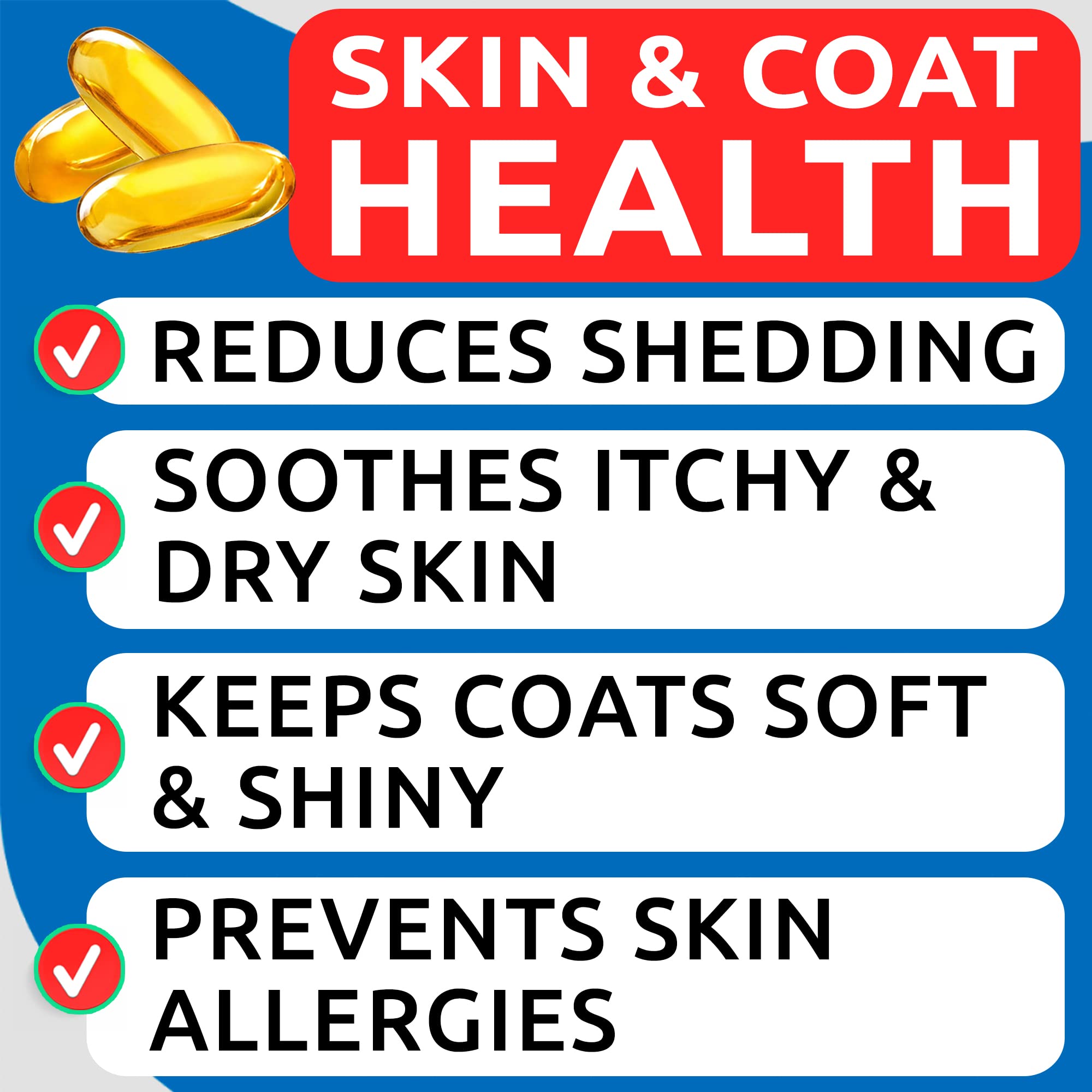 BARK&SPARK Omega-3 softgels close-up—salmon oil source for skin, coat, and joints.