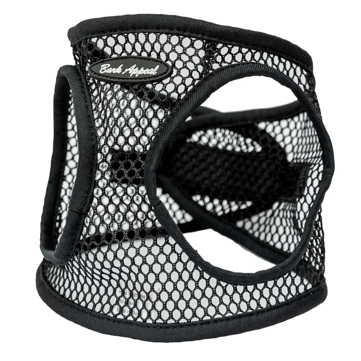 Bark Appeal black Netted Step-In Harness side view shows adjustable strap for comfy walks.