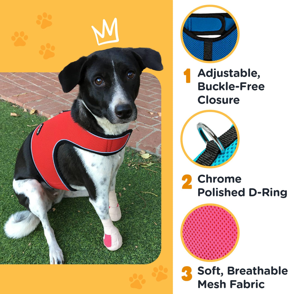 Bark Appeal Blue Wrap N Go harness soft mesh material emphasizes gentle, breathable comfort