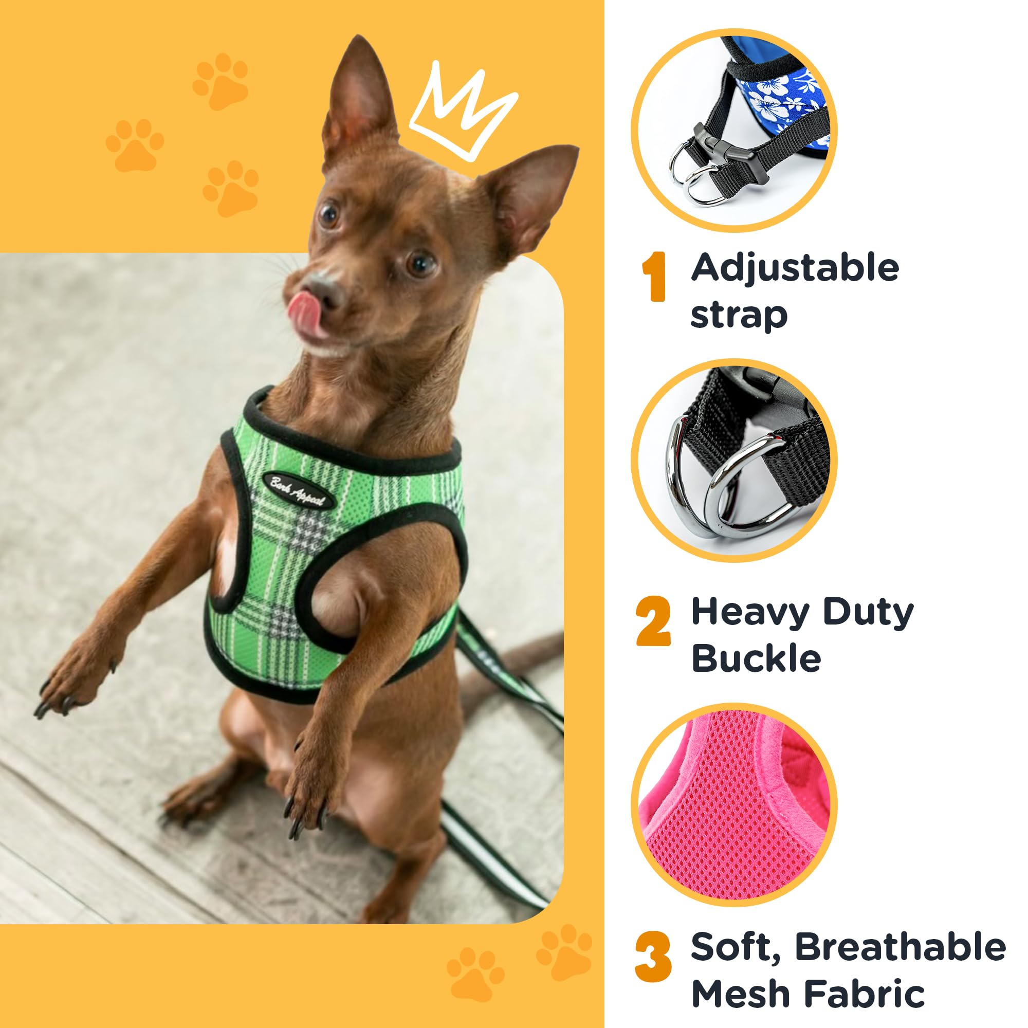 Bark Appeal Carmel Brown Step-in Harness D-rings close-up for durability.