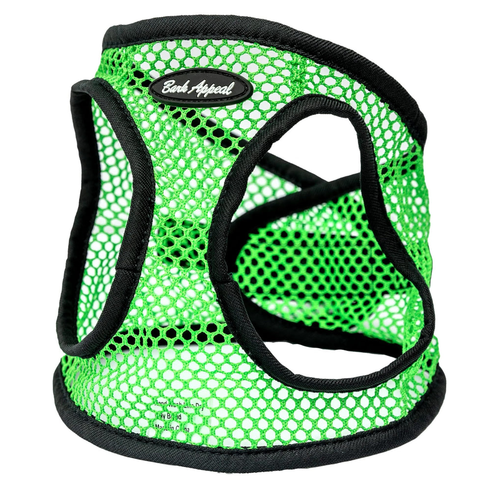 Bark Appeal Green Netted Step-in Harness left-side view for secure daily walks.