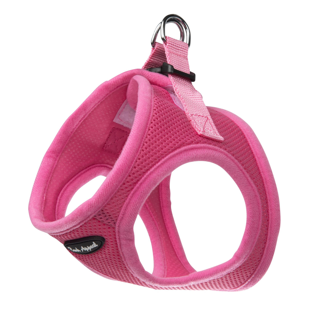 Bark Appeal hot pink step-in harness front view for secure, comfortable walks.
