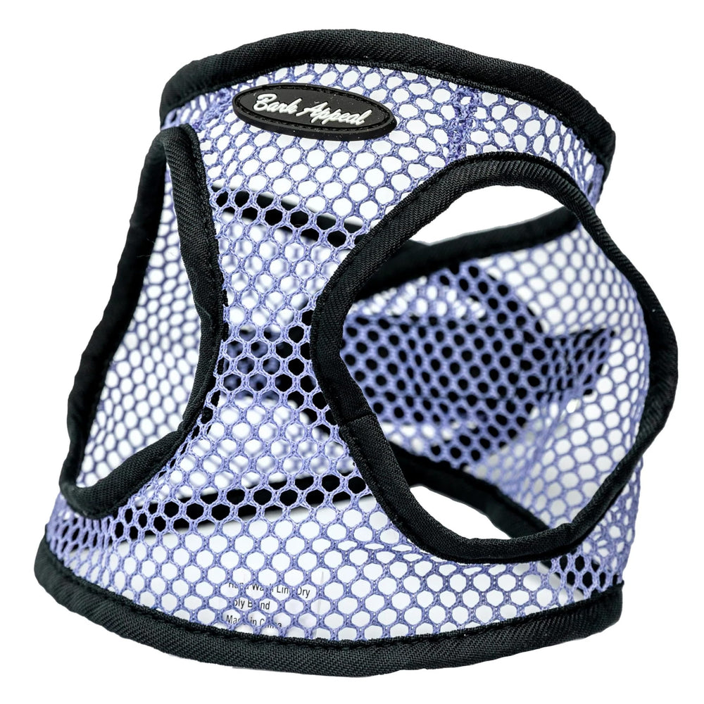 Bark Appeal Lavender Netted Step-in Harness front view highlights breathable mesh for comfort