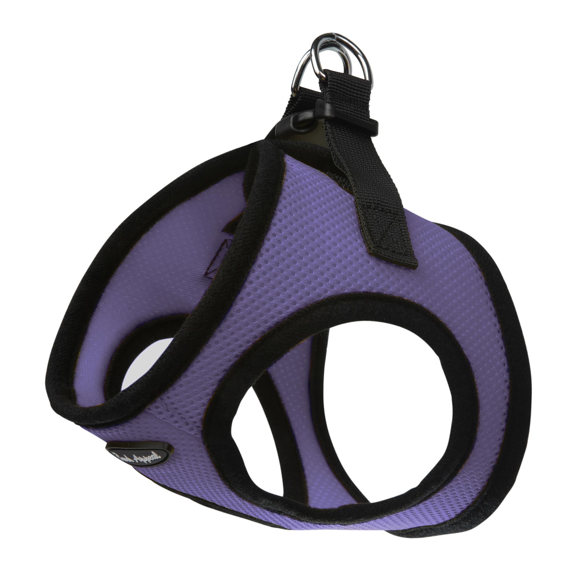 Bark Appeal lavender step-in harness front view highlights soft mesh for small and medium dogs