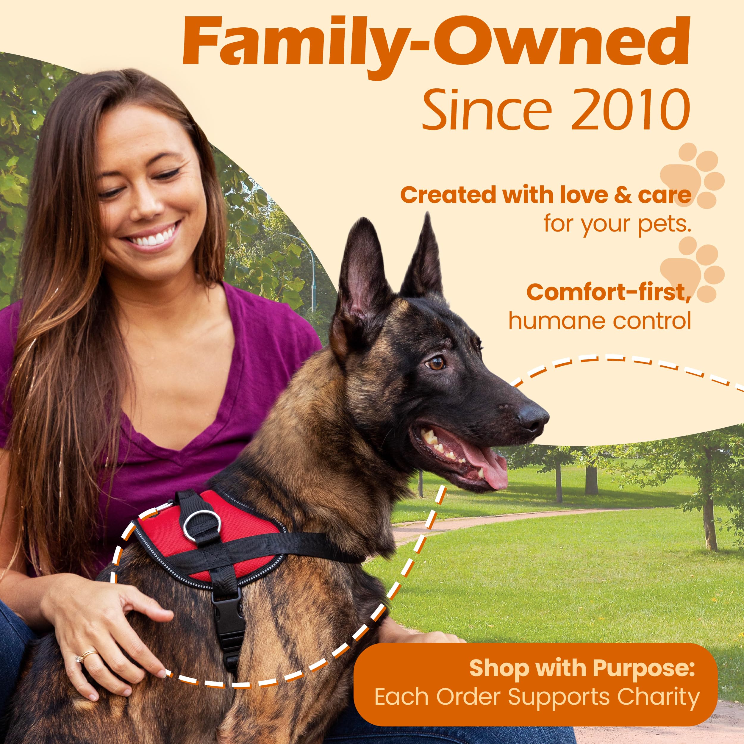 Bark Appeal red no-pull harness with durable canvas that withstands daily use.