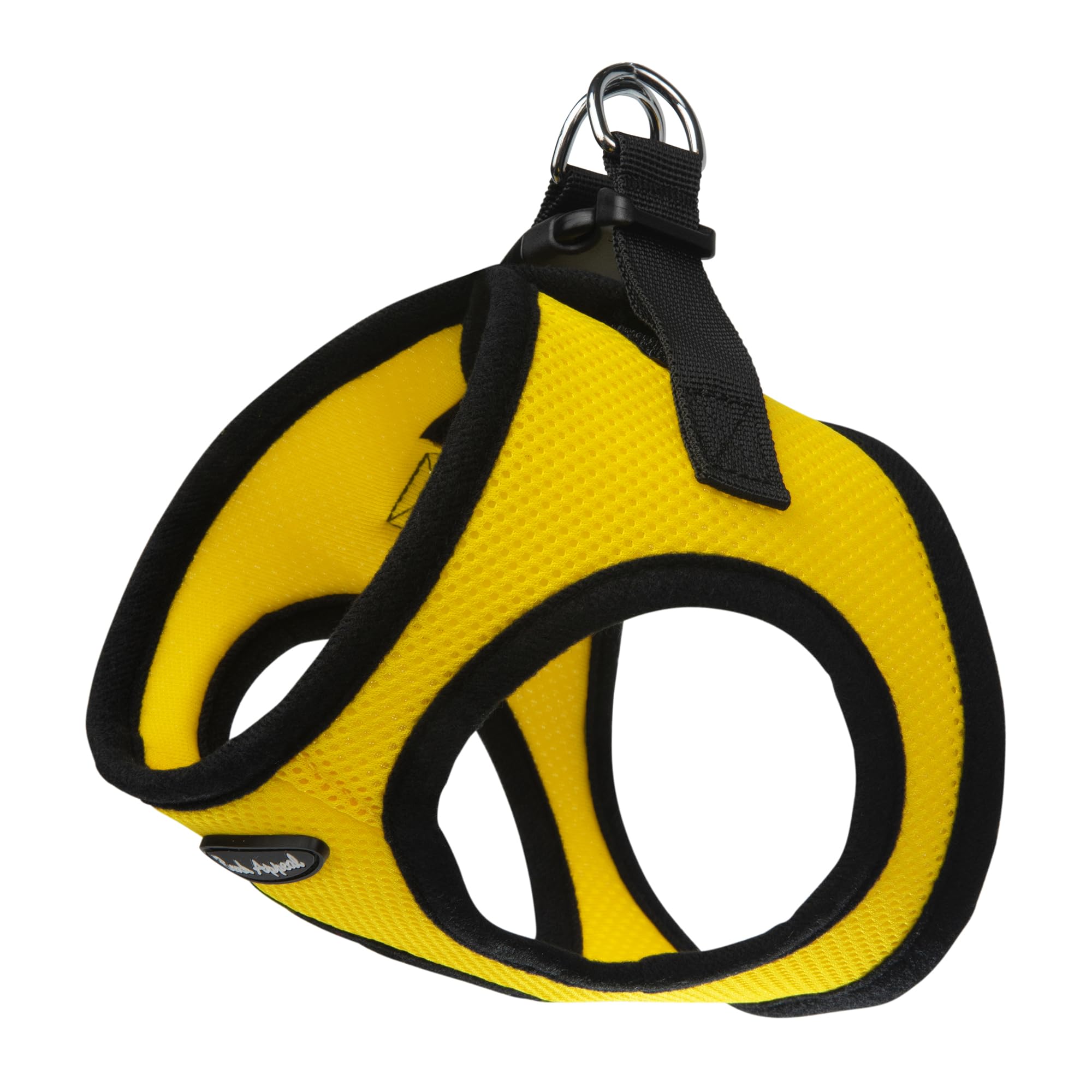 Bark Appeal yellow step-in harness front view for secure, comfortable walks.