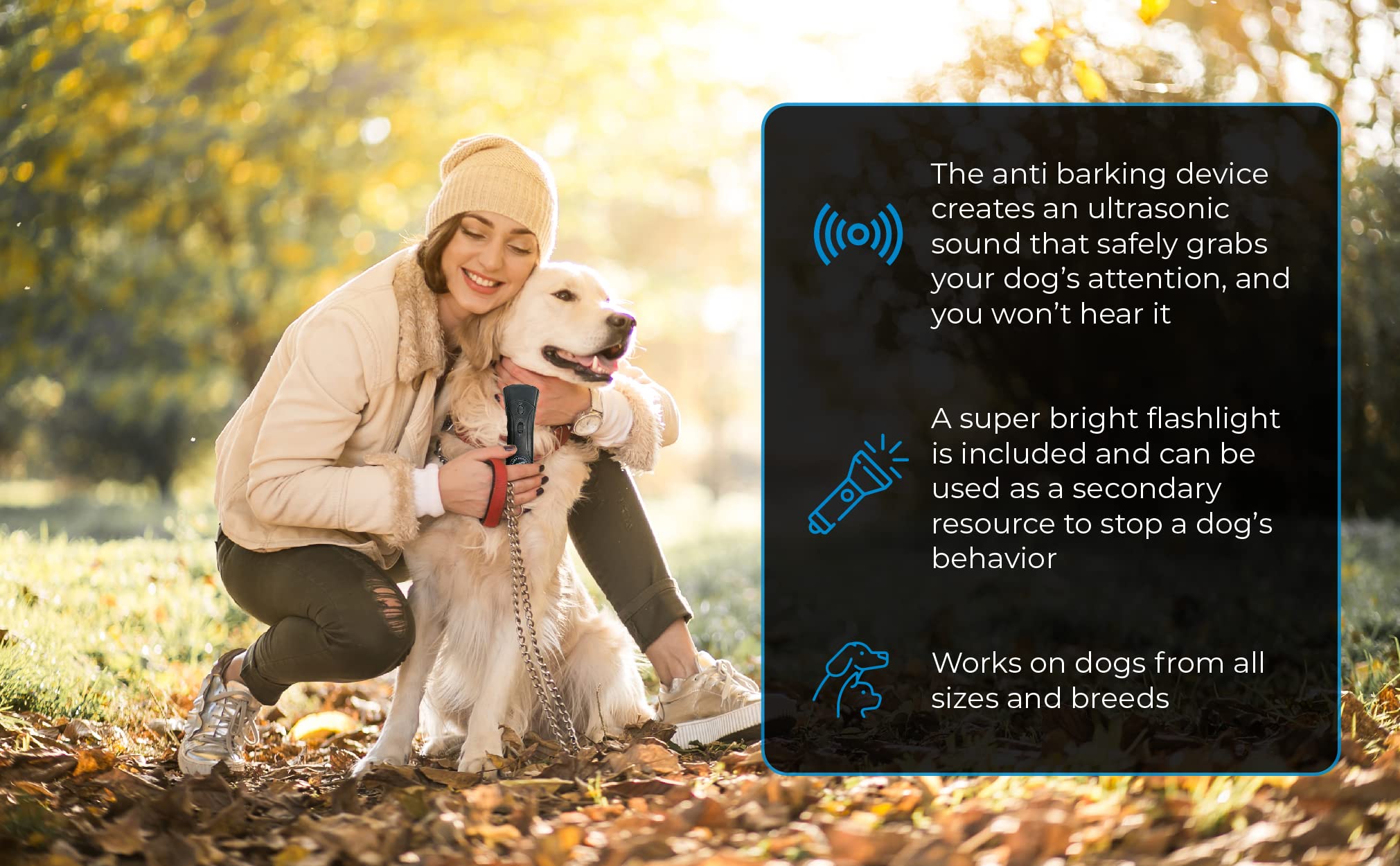 Bark Begone compact device suited for apartment living and quiet environments.