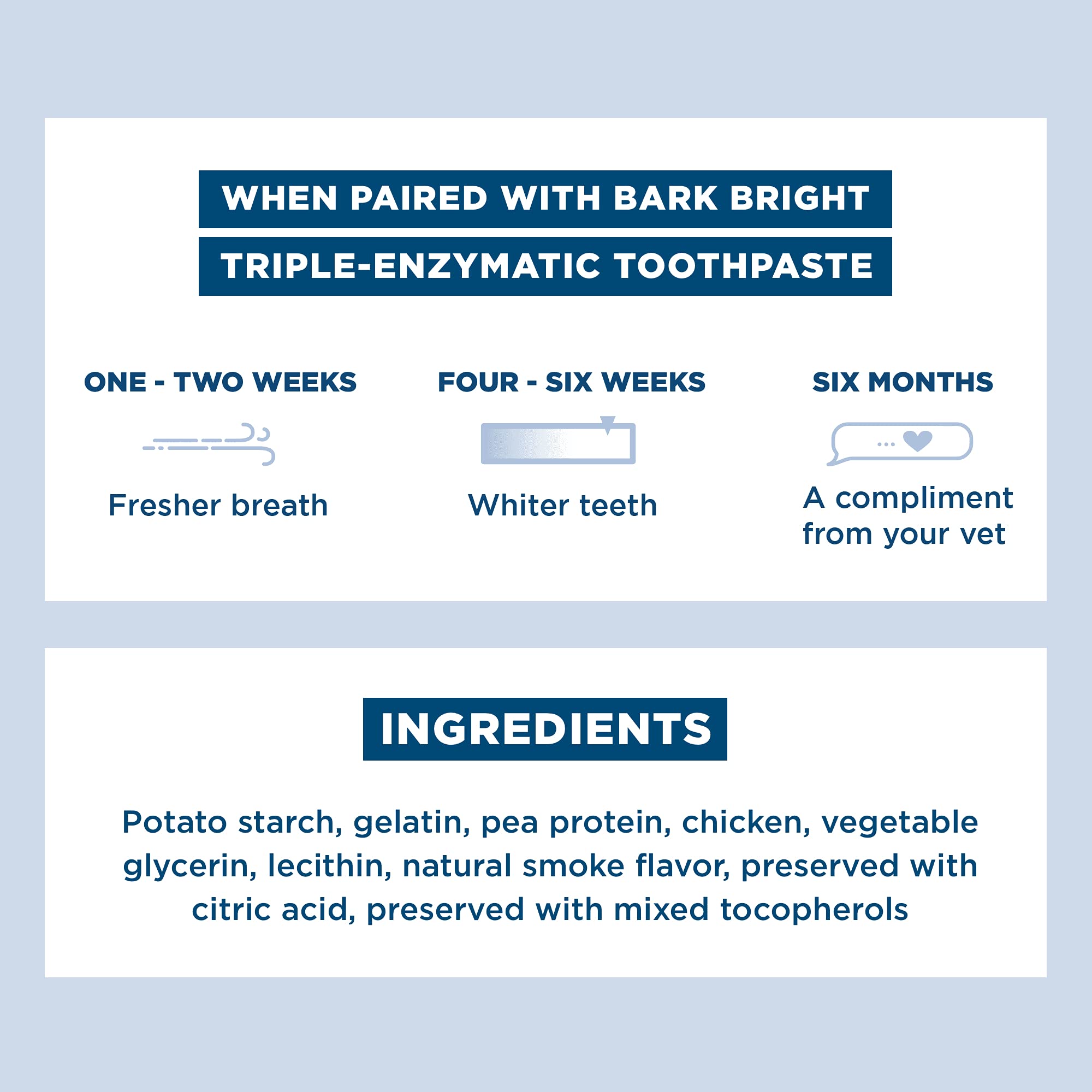 BARK Bright dental sticks USA-made label on packaging.
