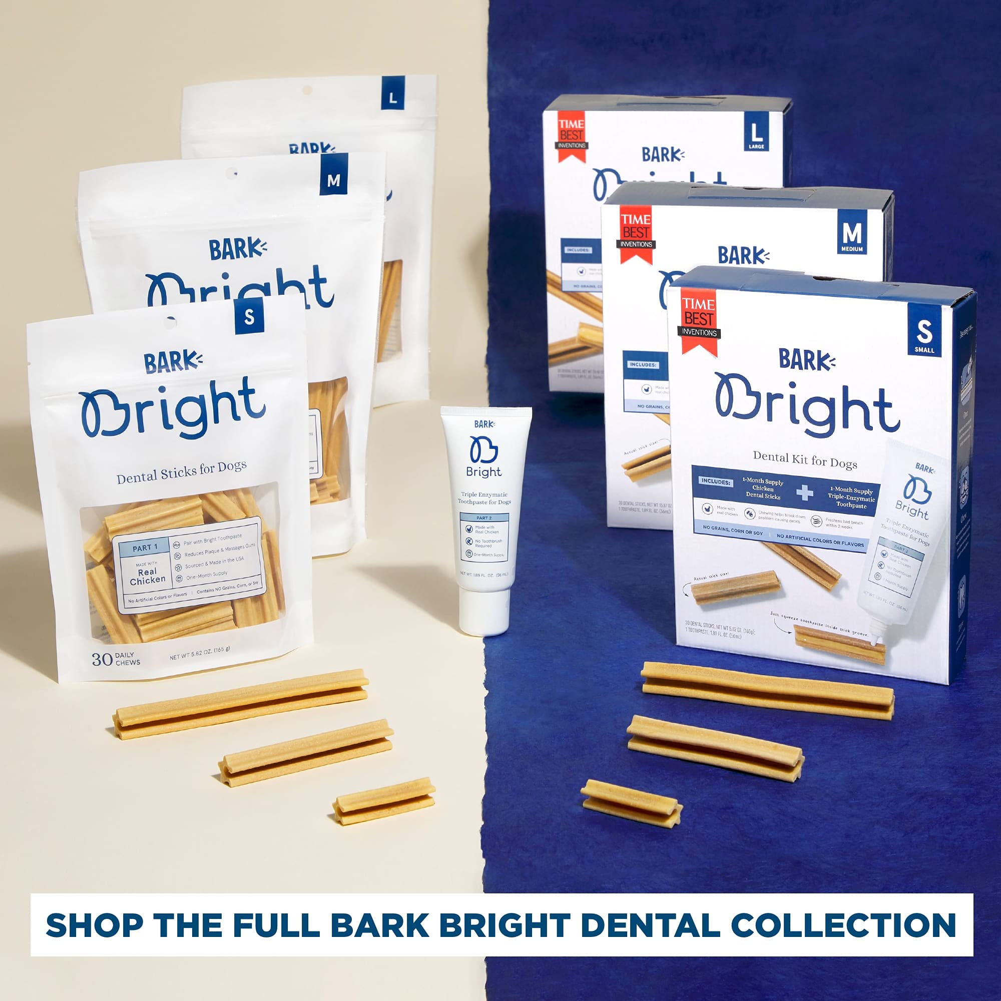 BARK Bright sticks for dogs 20 lbs and under.