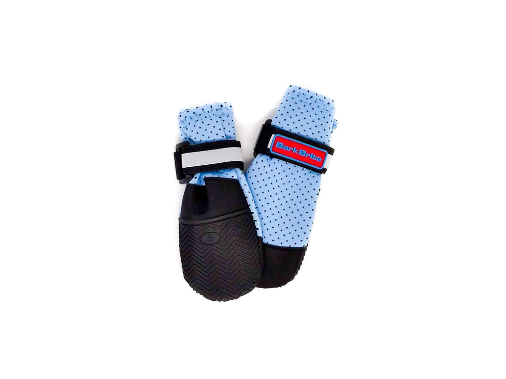 Bark Brite blue small front view boot showing breathable neoprene for paw comfort