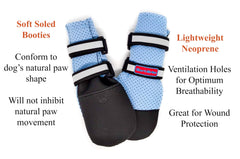Bark Brite neoprene paw boots back slit eases on-off quick adjustments.