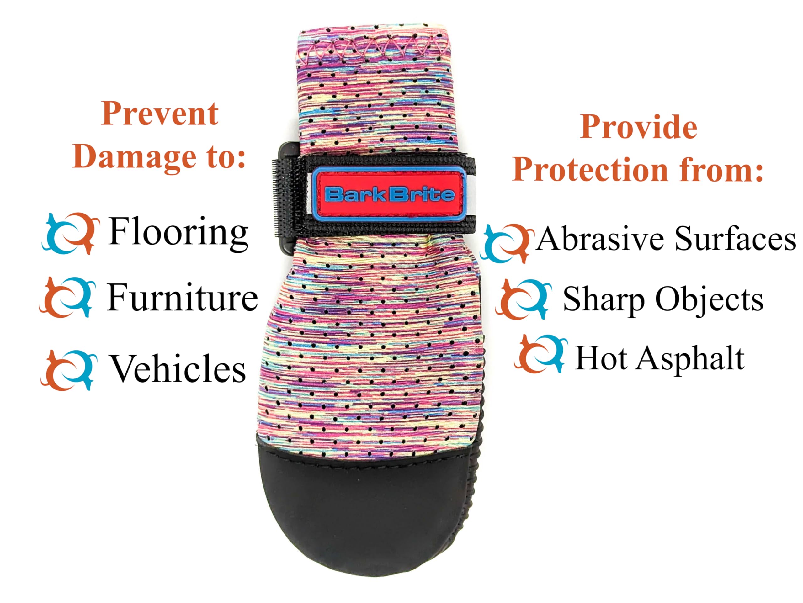Bark Brite paw boot rubber sole provides traction on trails
