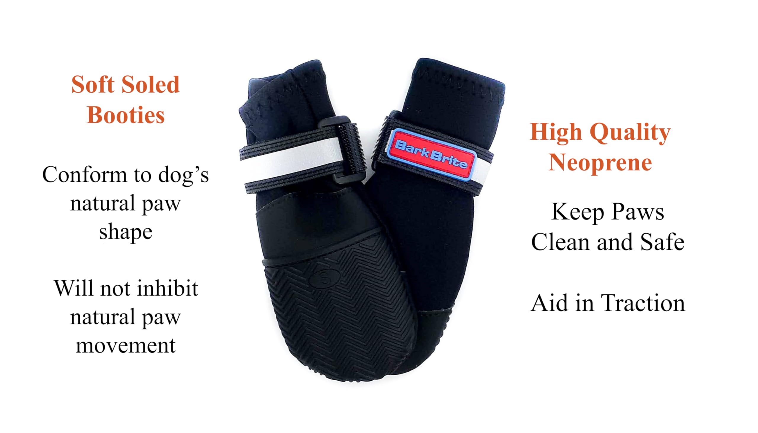 Bark Brite paw boot reflective strap closeup highlights 360-degree visibility during evening walks