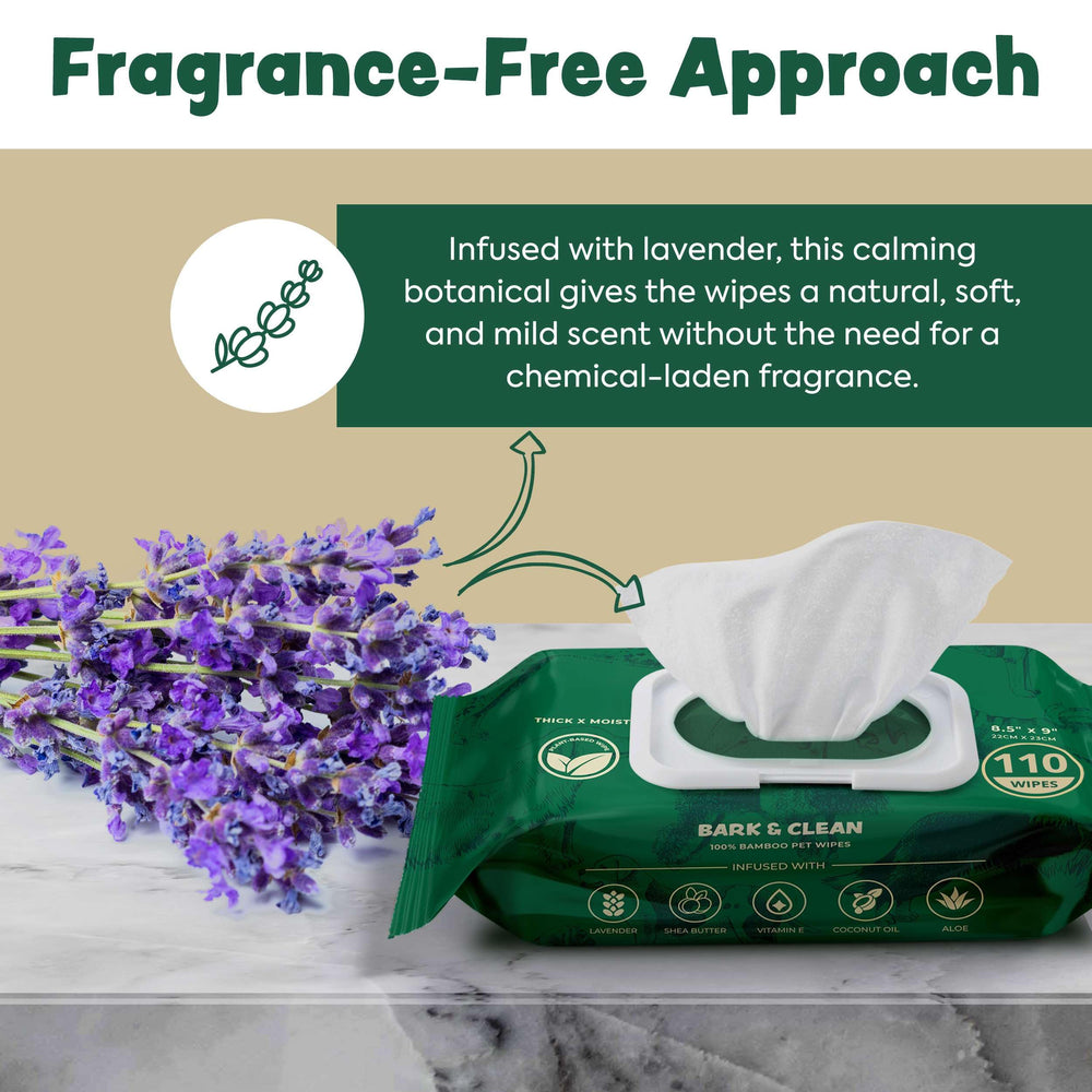 Bark & Clean lavender scent close-up highlights calming, skin-friendly blend.