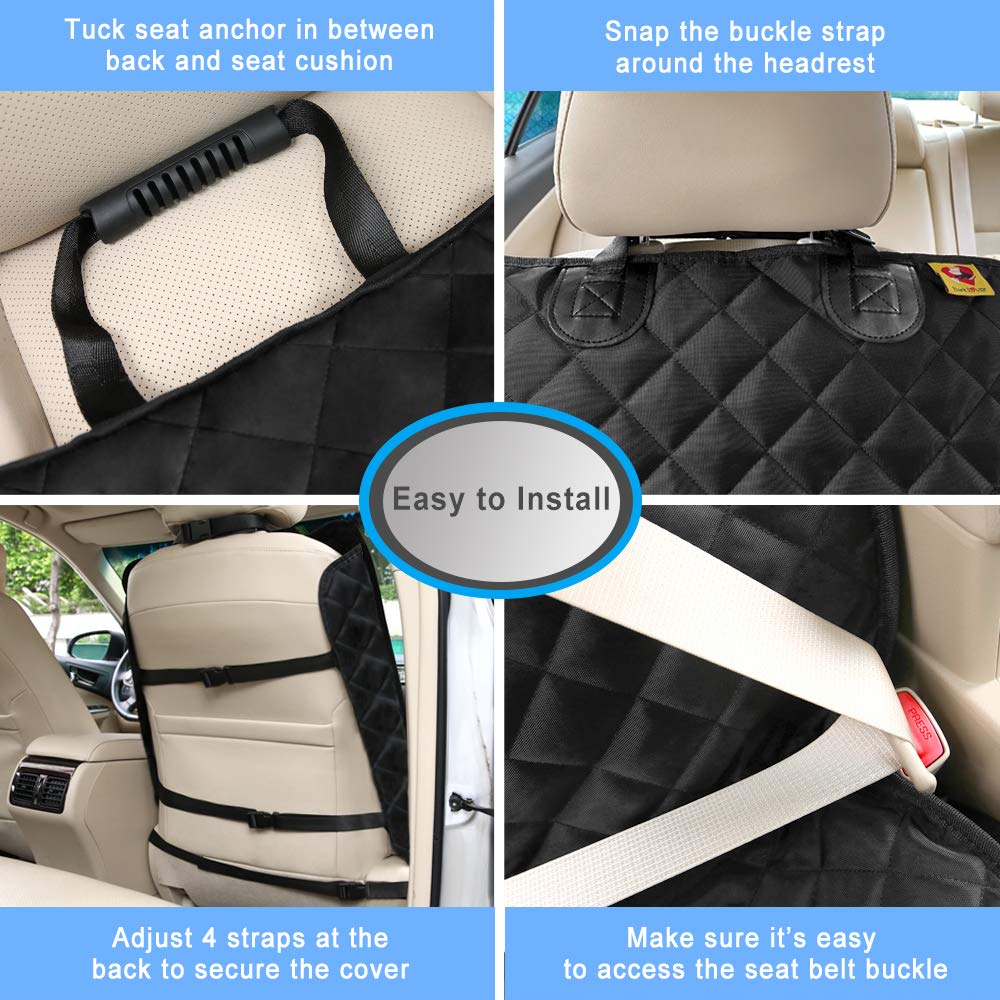 Bark Lover Deluxe dog seat cover non-slip backing holds seat steady.