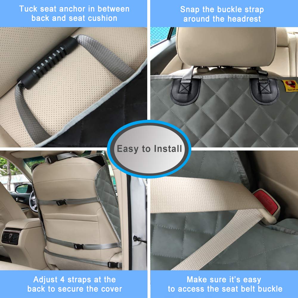 Bark Lover Deluxe front seat cover storage pocket keeps toys organized.