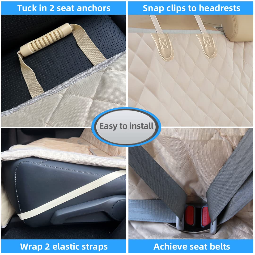 Bark Lover universal-fit bench cover beige fits cars, trucks, SUVs for easy road trips.