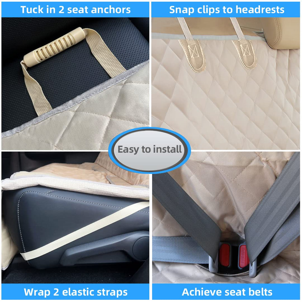 Bark Lover universal-fit bench cover beige fits cars, trucks, SUVs for easy road trips.
