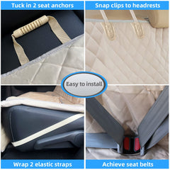 Bark Lover universal-fit bench cover beige fits cars, trucks, SUVs for easy road trips.