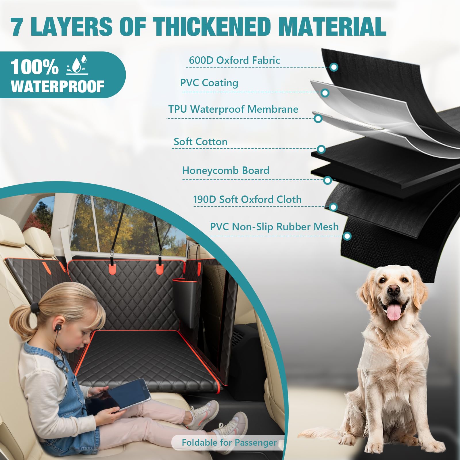 Bark Lover non-slip backing with anchors keeps cover in place during travel