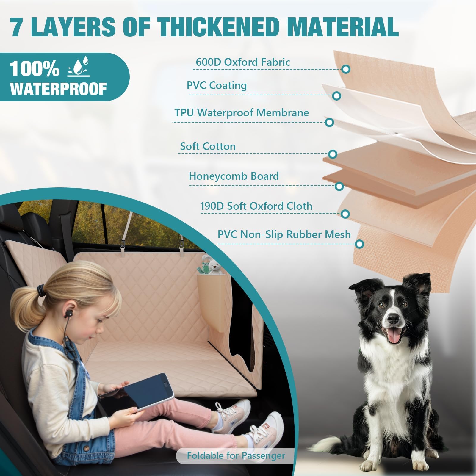 Bark Lover non-slip backing close-up shows secure stay during trips.