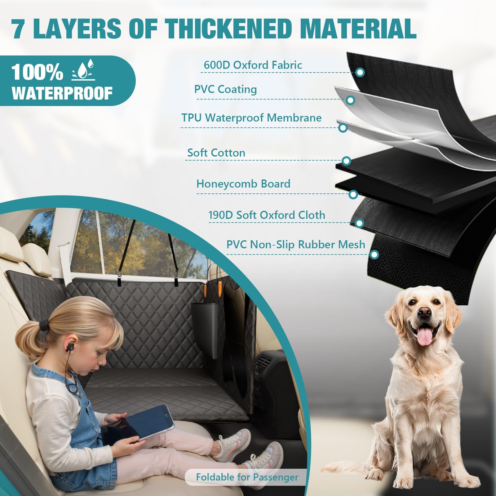 Bark Lover non-slip backing keeps the cover secure during rides