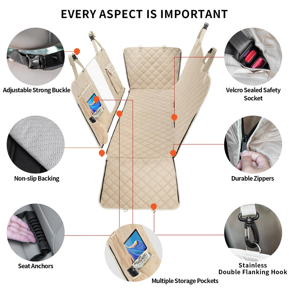 Bark Lover waterproof 600D fabric protects seats from spills and dirt.